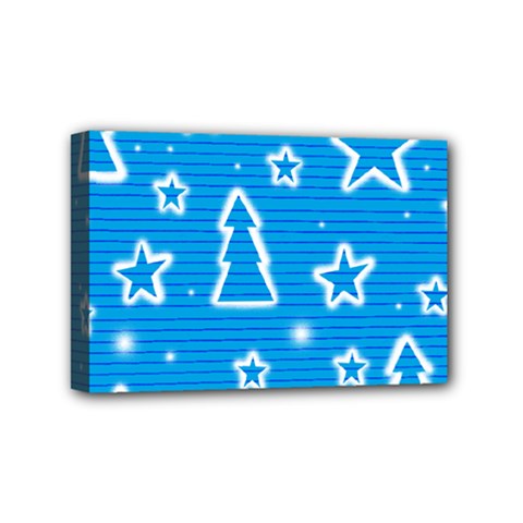 Blue Decorative Xmas Design Mini Canvas 6  X 4  by Valentinaart