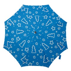 Blue Decorative Xmas Design Hook Handle Umbrellas (medium) by Valentinaart