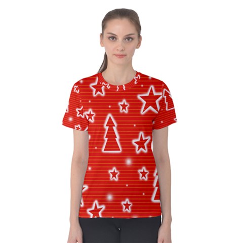 Red Xmas Women s Cotton Tee by Valentinaart