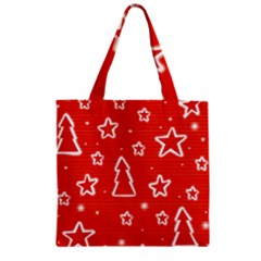 Red Xmas Zipper Grocery Tote Bag by Valentinaart