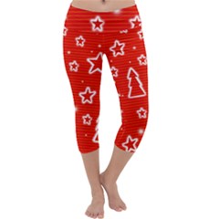 Red Xmas Capri Yoga Leggings