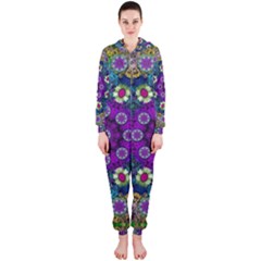 Colors And Flowers In A Mandala Hooded Jumpsuit (ladies) 