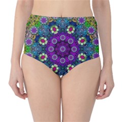 Colors And Flowers In A Mandala High-waist Bikini Bottoms by pepitasart