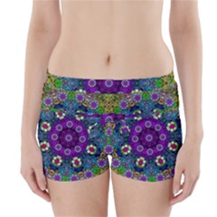 Colors And Flowers In A Mandala Boyleg Bikini Wrap Bottoms