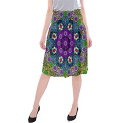 Colors And Flowers In A Mandala Midi Beach Skirt