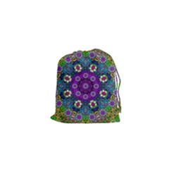 Colors And Flowers In A Mandala Drawstring Pouches (xs) 