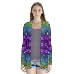 Colors And Flowers In A Mandala Drape Collar Cardigan