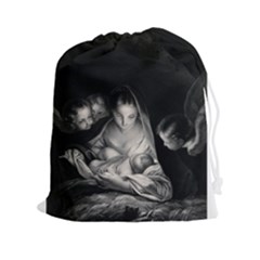 Nativity Scene Birth Of Jesus With Virgin Mary And Angels Black And White Litograph Drawstring Pouches (xxl) by yoursparklingshop