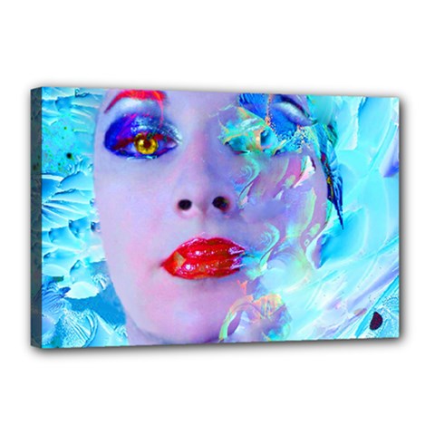 Swimming Into The Blue Canvas 18  X 12  by icarusismartdesigns