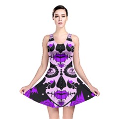 Sugar Skull Purple Roses Reversible Skater Dress