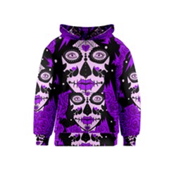 Sugar Skull Purple Roses Kids  Pullover Hoodie by burpdesignsA