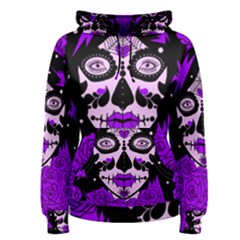 Sugar Skull Purple Roses Women s Pullover Hoodie by burpdesignsA