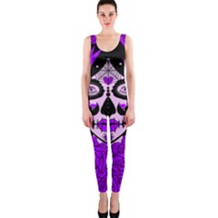 Sugar Skull Purple Roses Onepiece Catsuit