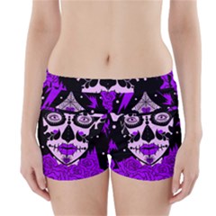 Sugar Skull Purple Roses Boyleg Bikini Wrap Bottoms by burpdesignsA