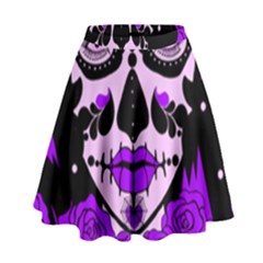 Sugar Skull Purple Roses High Waist Skirt by burpdesignsA