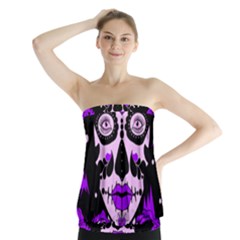 Sugar Skull Purple Roses Strapless Top