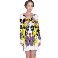 Gothic Sugar Skull Long Sleeve Nightdress by burpdesignsA