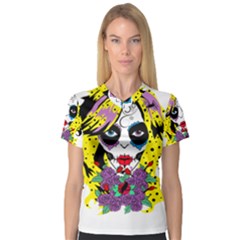 Gothic Sugar Skull Women s V-neck Sport Mesh Tee