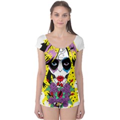 Gothic Sugar Skull Boyleg Leotard 