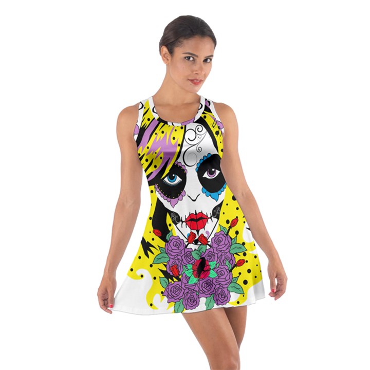 Gothic Sugar Skull Cotton Racerback Dress