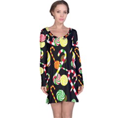 Xmas Candies  Long Sleeve Nightdress by Valentinaart