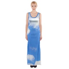 Clouds And Blue Sky Maxi Thigh Split Dress by picsaspassion