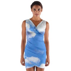 Clouds And Blue Sky Wrap Front Bodycon Dress