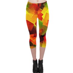 Indian Summer Cubes Capri Leggings  by designworld65