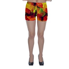 Indian Summer Cubes Skinny Shorts by designworld65