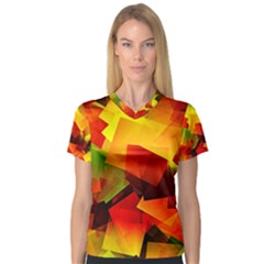 Indian Summer Cubes Women s V-neck Sport Mesh Tee