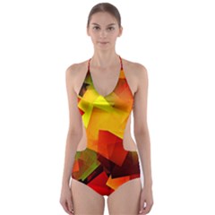 Indian Summer Cubes Cut-out One Piece Swimsuit