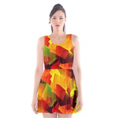 Indian Summer Cubes Scoop Neck Skater Dress