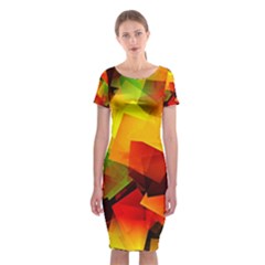 Indian Summer Cubes Classic Short Sleeve Midi Dress by designworld65