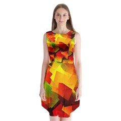 Indian Summer Cubes Sleeveless Chiffon Dress  