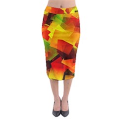 Indian Summer Cubes Midi Pencil Skirt