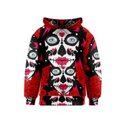 Sugar Skull Red Roses Kids  Pullover Hoodie by burpdesignsA