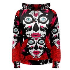 Sugar Skull Red Roses Women s Pullover Hoodie by burpdesignsA