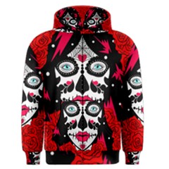 Sugar Skull Red Roses Men s Zipper Hoodie