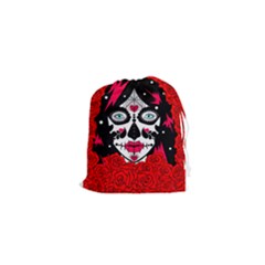 Sugar Skull Red Roses Drawstring Pouches (xs) 