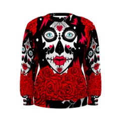 Sugar Skull Red Roses Women s Sweatshirt