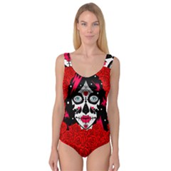 Sugar Skull Red Roses Princess Tank Leotard 