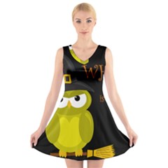 Who Is A Witch? - Yellow V-neck Sleeveless Skater Dress by Valentinaart