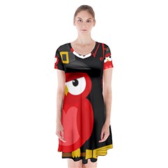 Who Is A Witch? - Red Short Sleeve V-neck Flare Dress