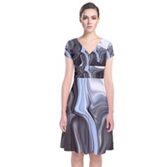 Metallic And Chrome Short Sleeve Front Wrap Dress by digitaldivadesigns