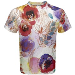 Watercolor Spring Flowers Background Men s Cotton Tee by TastefulDesigns