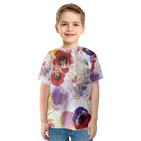 Watercolor Spring Flowers Background Kids  Sport Mesh Tee by TastefulDesigns