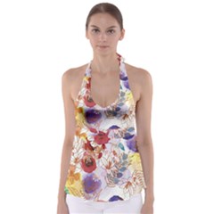 Watercolor Spring Flowers Background Babydoll Tankini Top by TastefulDesigns