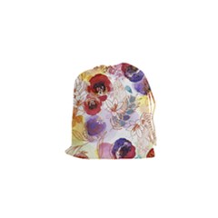 Watercolor Spring Flowers Background Drawstring Pouches (xs) 