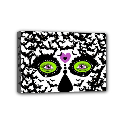 Bat Lady Sugar Skull Mini Canvas 6  X 4  by burpdesignsA