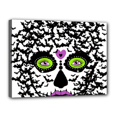 Bat Lady Sugar Skull Canvas 16  X 12 